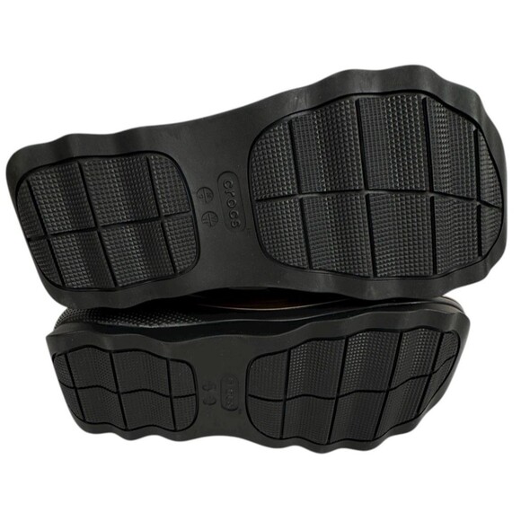 Crocs Mega Crush Women 11 Men 9 Black & Gold Triple Strap Platform Sandal New - Picture 7 of 9